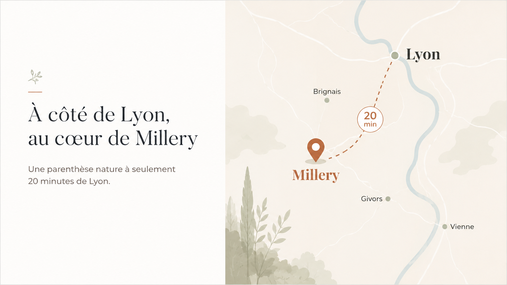 Carte indiquant la proximité de Millery avec Lyon